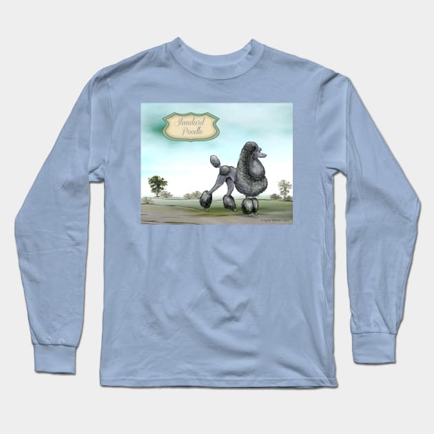 Black Standard Poodle. Long Sleeve T-Shirt by chepea2